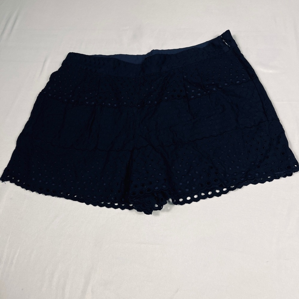 J.Crew Womens Navy Blue Eyelet Cotton Scalloped Hem‎ Shorts Size 4 44825